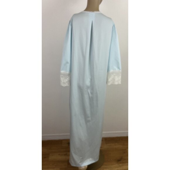 Vintage Bert Yelin for Iris Women's M Bue Robe Lace Trim - Picture 9 of 13